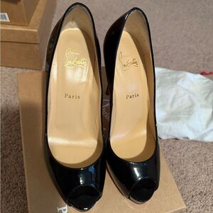 Christian Louboutin Glossy Black Peep Toe Heels